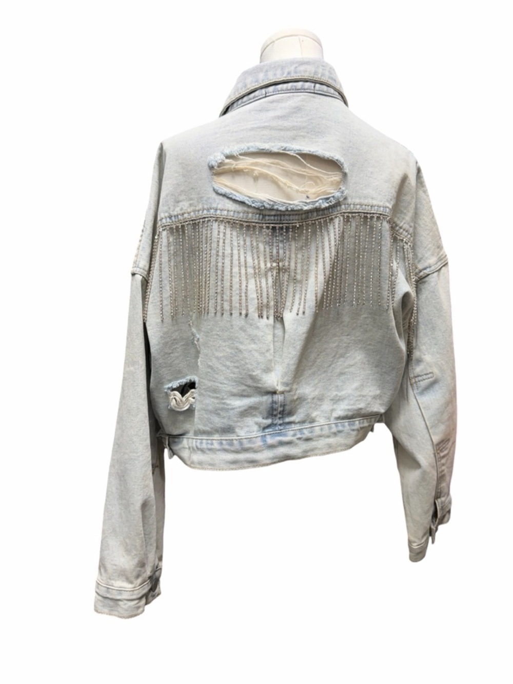 Blue B Rhinestone Fringe Denim Jacket